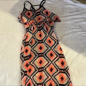 Long orange and black dress